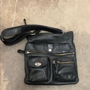 Black Leather  Crossbody Bag
